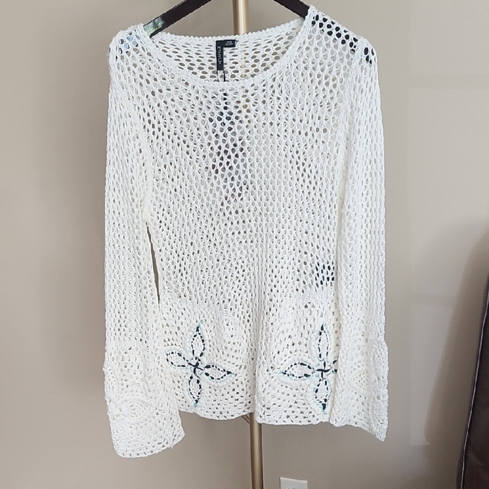 White Crochet Women's Sweater